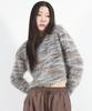 Deumakeu Rainbow Stripe Crop Long Sleeve Knit - Beige