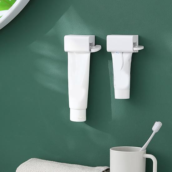 Toothpaste Squeezer Wall Mount Toothpaste Tube Holder No Drill Adhesive Clamp Organizer for Bathroom Countertop