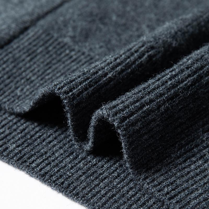 Men's 100% Pure Wool Thickened Knit Cardigan - Zipper Sweater for Autumn & Winter, 600g