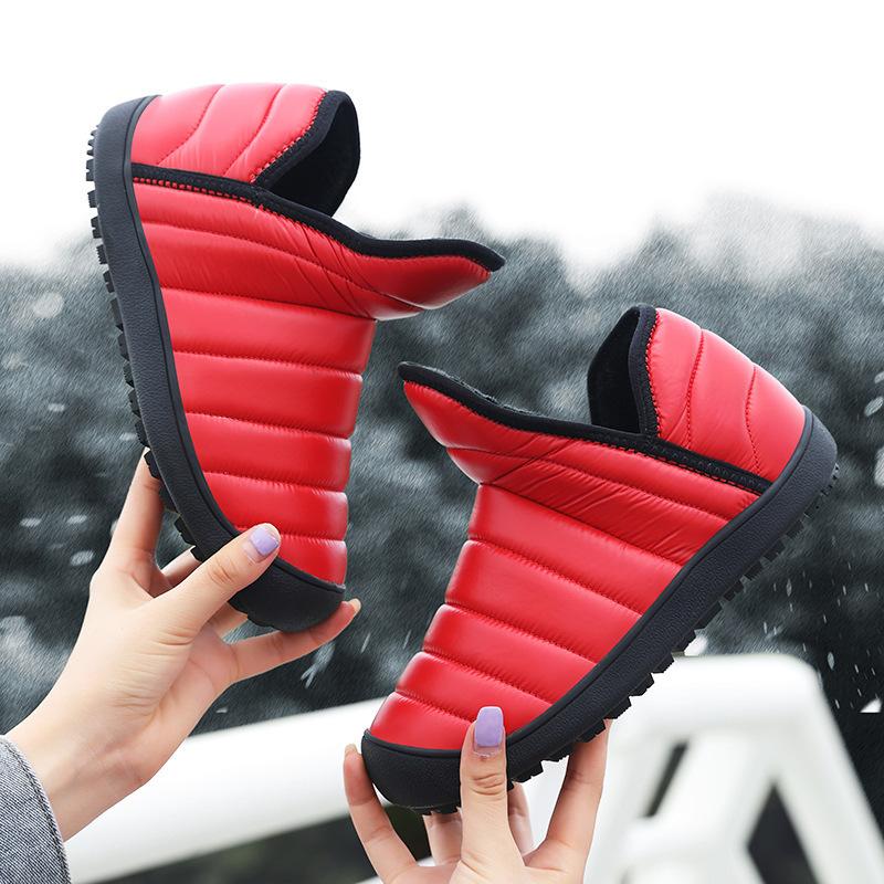 Botas de nieve de terciopelo para mujer, zapatos informales de lona, cálidos, impermeables, de algodón, de caña alta, gruesos, antideslizantes, para invierno