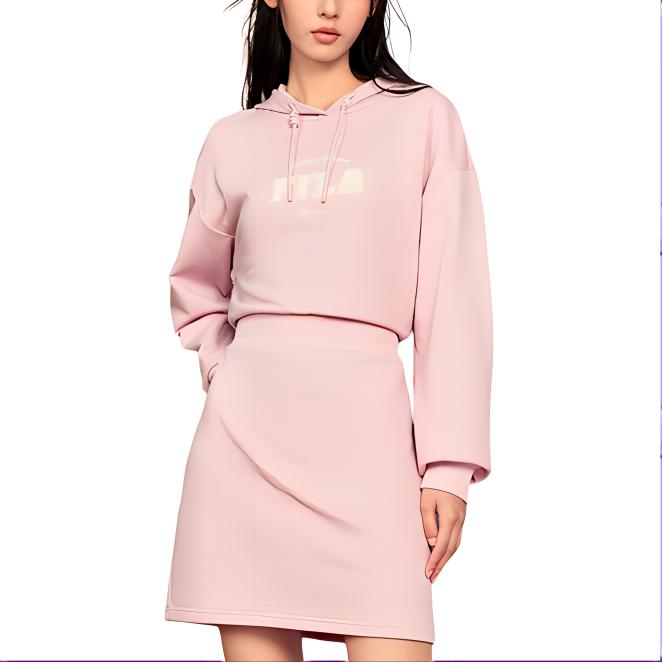 Fila Breathable Comfortable Loose Casual Long Sleeve Dress Women Dresses Dark-Cherry-Blossom-Pink F11W439310F-PK