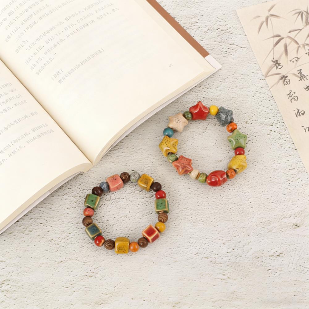 Adjustable Ceramic Bracelet Ethnic Handmade Boho Bracelet Star Claw Bead Bracelet Natural Ethnic Jewelry For Daily Wear Gift For