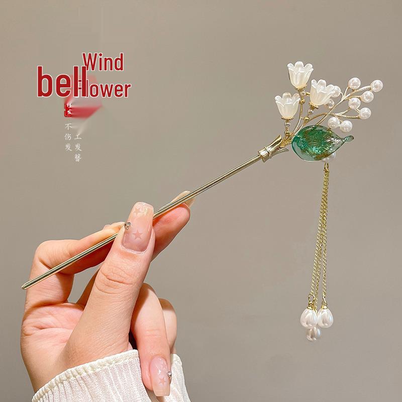 Ancient Chinese-Style Hanfu Hair Accessories: Elegant Updo Hairpins with Tassels for Women