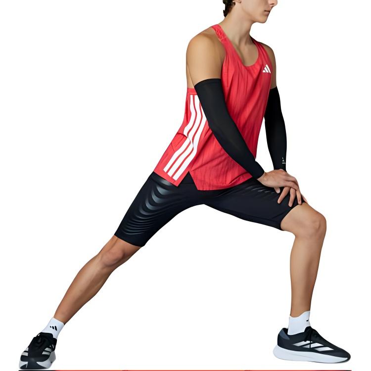adidas Okrągły dekolt Bez rękawów Dopasowana kamizelka Męskie topy Czysty rubinowy czerwony JF3462