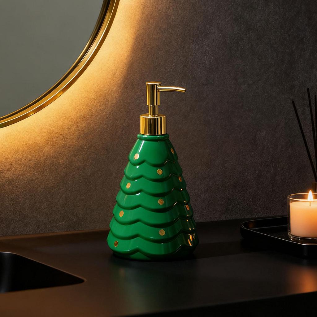Xmas Tree Hand Soap Liquid Dispenser Lotion Dispenser Christmas Decor Container for Laundry Room Bathroom Vanity Washroom