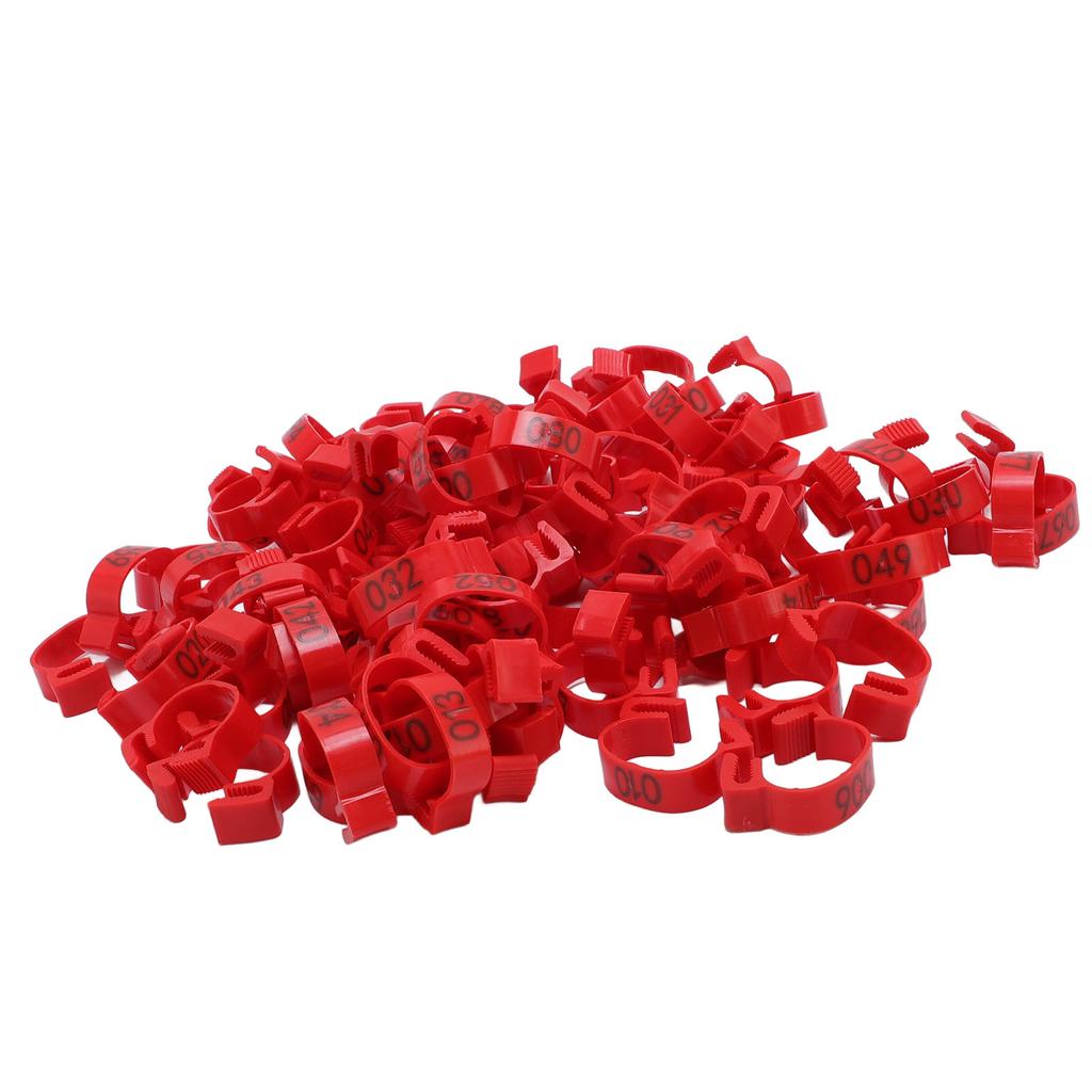 100PCS Chicken Leg Bands 20mm 001 To 100 Numbered Poultry Identification Leg Tags for Chicks Ducks Pigeons Goose Quail