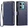 For Xiaomi Redmi Note 13 5G Leather Case Rhombus Texture Wallet Stand Phone Cover with Wrist Strap