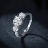 4CT Moissanite Engagement Ring for Women 3-stone S925 Sterling Silver 18k Gold Plated Wedding Band Promise Diamond Rings
