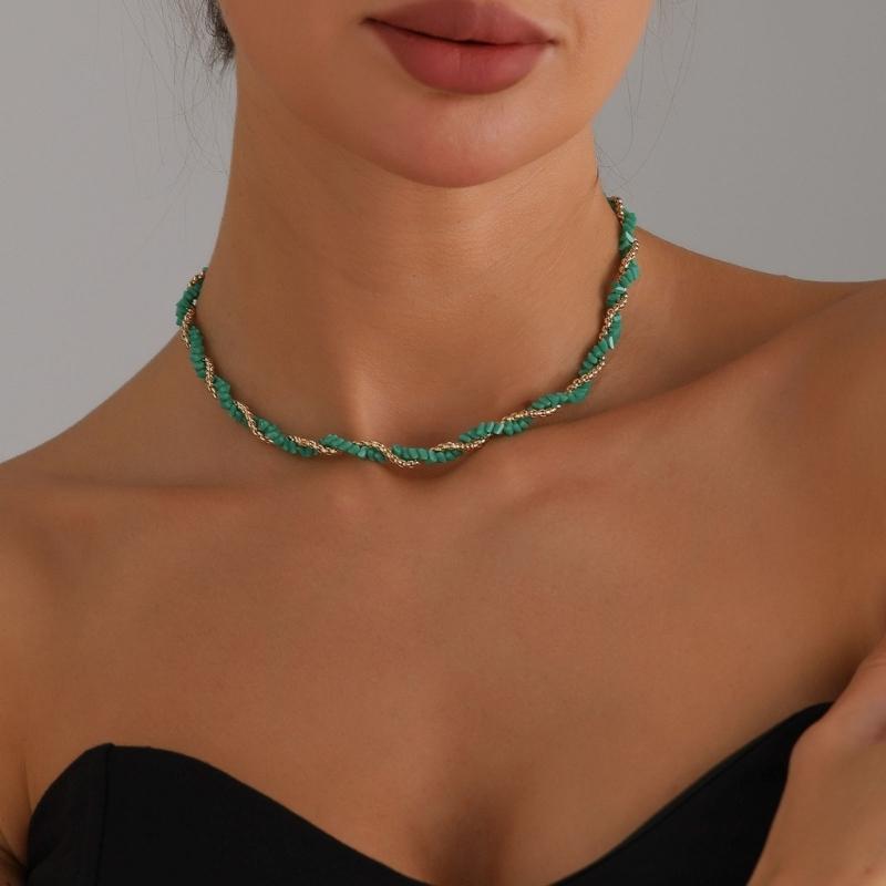Stylish Layering Necklace Feature Sparkling Glass Crystals Adjustable Twist Chain For Casual or Formal Event