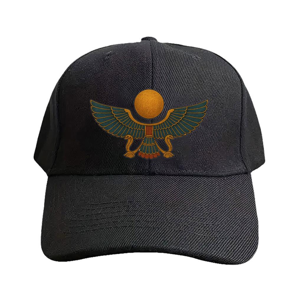 Ancient Egyptian Winged Sun Disk Symbol Woman Man Baseball Cap Adult Adjustable with Curved Brim Hiking Fishing Hat trucker cap