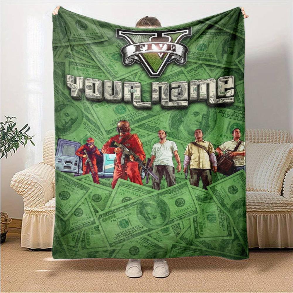 Name Custom Gta Print Flannel Blanket High Quality Warm Comfortable Cover for All Seasons Perfect for Gifts Home Decor