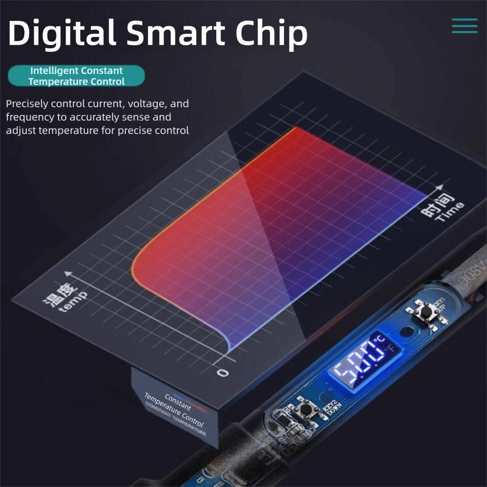 Adjustable Temperature Electric Soldering Iron LCD Ceramic Heater New Soldering Tips