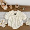 Spring Baby Girl Long Sleeve Bow Tie Bodysuit Stylish Outdoor Romper Onesie