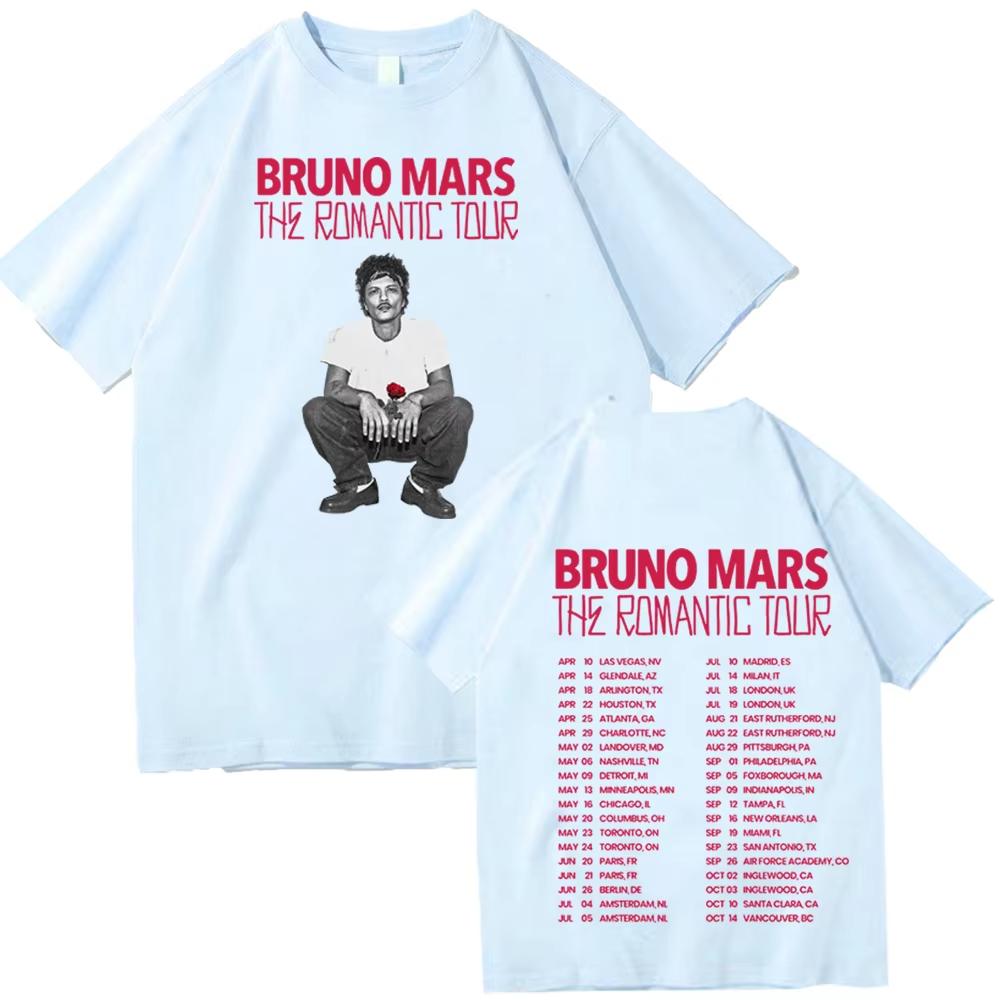 Bruno Mars The Romantic Tour 2026 Tshirt Man Woman Harajuku Short Sleeve Oneck Casual Shirt Bruno Mars The Romantic Tour