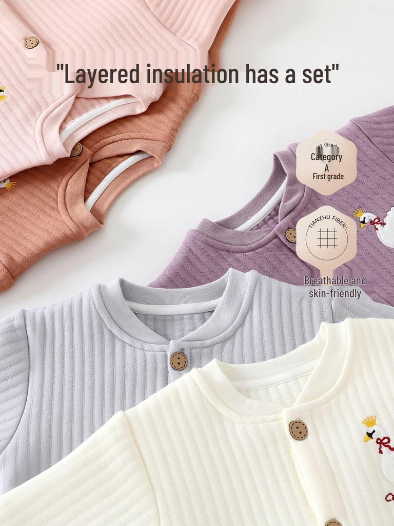 Plain Color Baby Cardigan - Warm Cotton Outerwear for Boys & Girls, Autumn Winter Style