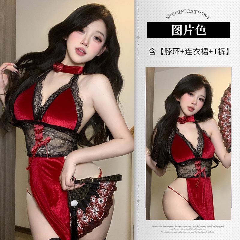 Sexy lingerie cheongsam high slit pure desire hot bed uniform temptation free suit