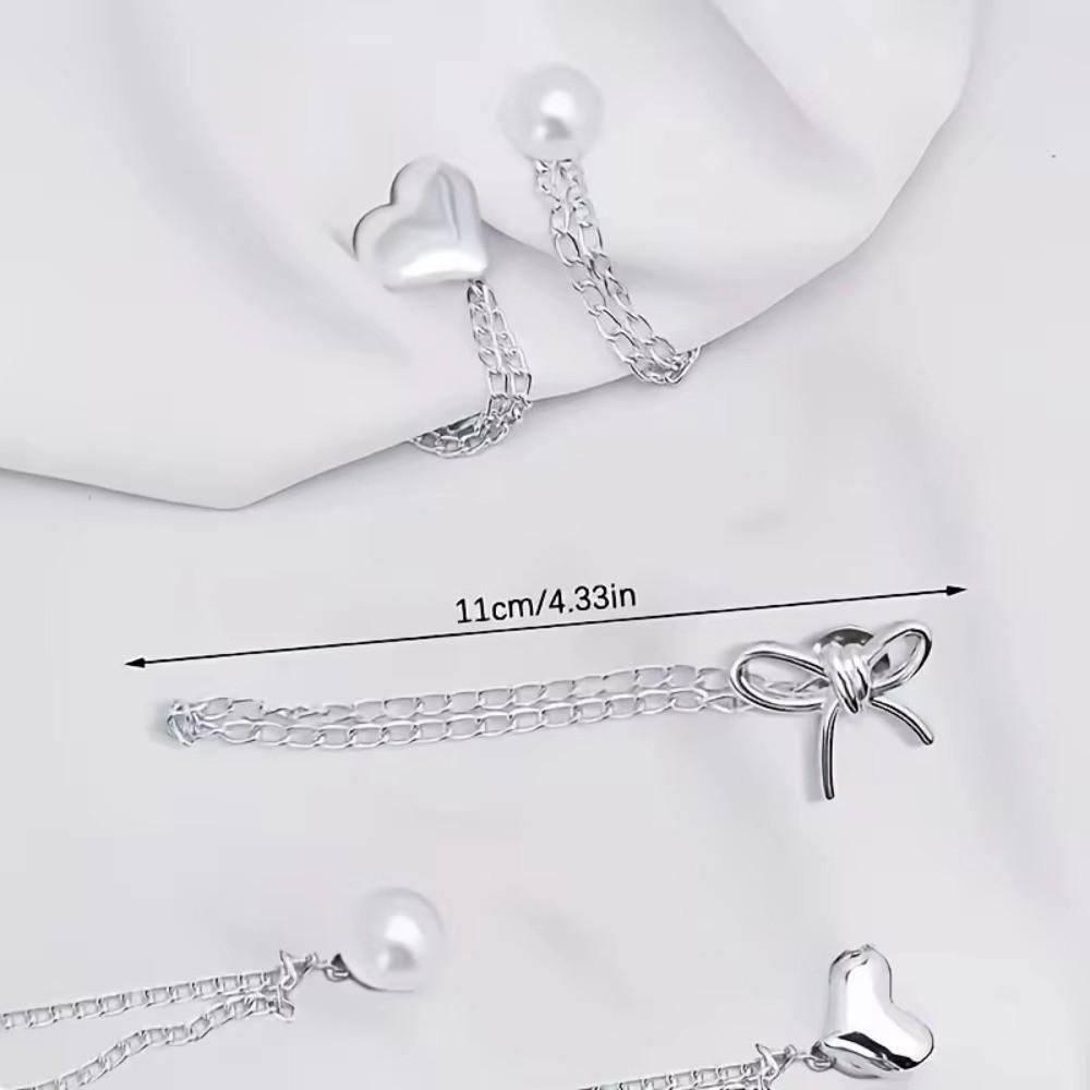 Fashion Accessory 3-in-1 Clothing Clip Heart-Shaped Adjustable Butterfly Hem Clip With Chain No-Sew Cuff Keeper Skirts
