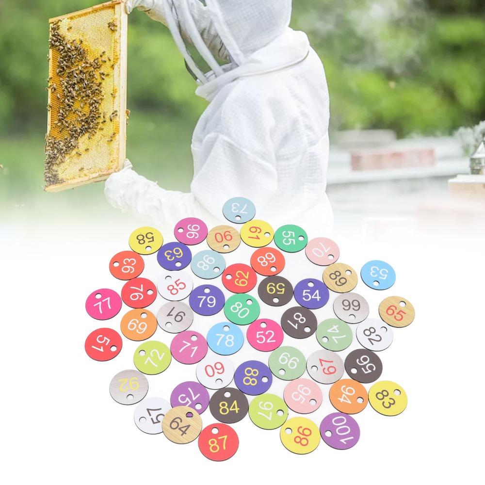 50Pcs Bright Colorful Round Number Labels ABS Number Labels Plastic Number Labels Beekeeping
