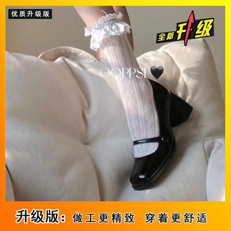 

Hepburn style high heels women s year black thick heel retro square head Mary Jane shoes temperament single shoes 39