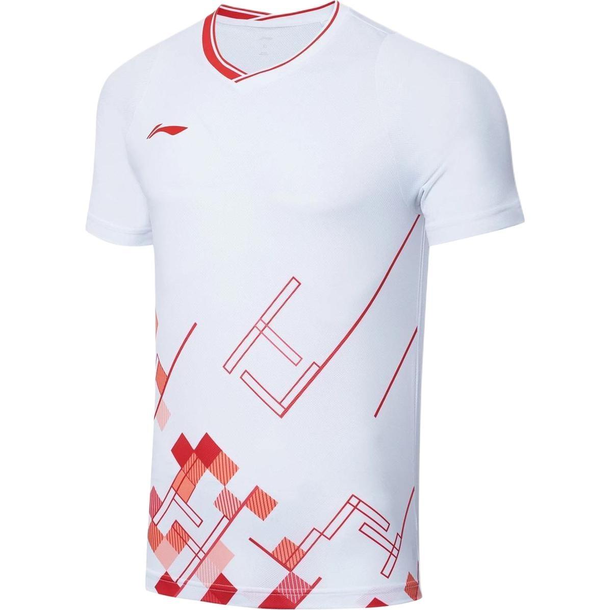 Li-Ning Graphic Badminton Competition T-shirt White Red Men s AAYT057-1 XXL