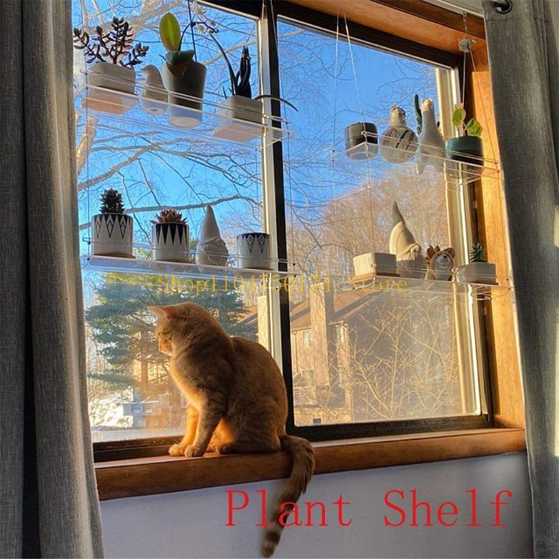 Transpaent Acrylic Window Plant Shelves 2/3 Layers Clear Hanging Floating Wall Shelf Flower Pot Rack Planter Stand Top Sale