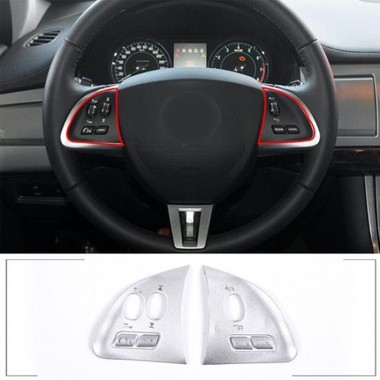 Silver Alloy Car Steering Wheel Button Cover Trim For Jaguar XF 2012-15