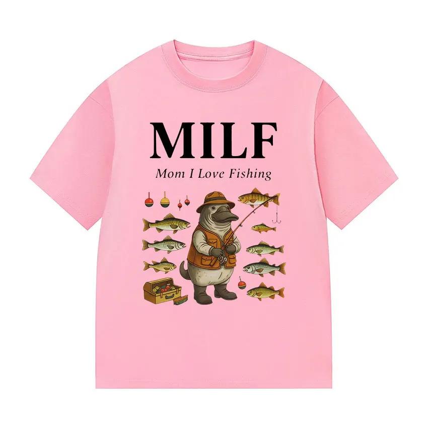 Funny Mom I Love Fishing Meme Vintage T-Shirt Men Women Fashion Oversized Casual High Quality Cotton T Shirt Streetwear