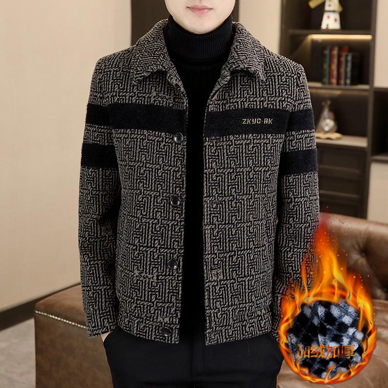 

Зимние полосатые шерстяные куртки мужские утолщенные теплые повседневные деловые шерстяные пальто приталенные пальто с лацканами в социальном стиле уличная одежда пальто