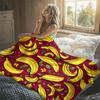 Banana Fruit Print Flannel Blanket Warm Soft Halloween Christmas Decorative Couch Warm Cozy All-Season Gift