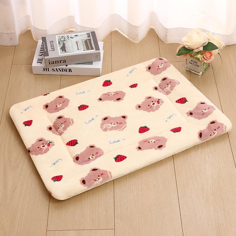 Подстилка для питомца - Двусторонний фланелевый утолщенный уютный осенне-зимний спальный коврик для собак и кошек 32 * 25cm бежевый