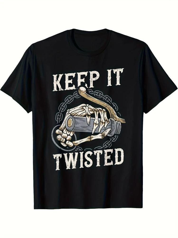 Keep It Twisted Skeleton Hand Motorcycle Graphic Unisexs Cotton Round Neck TShirt Trip Wear S