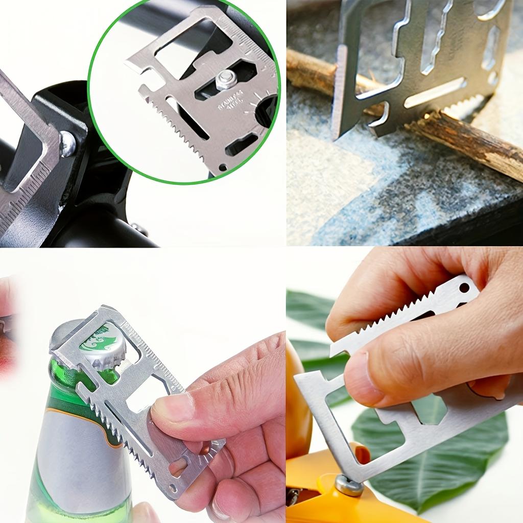 11-in-1 Stainless Steel Multi-Tool Card - EDC Pocket Survival Gear with Bottle Opener, Wrench, Saw, Ruler Outdoor Camping & Hunting Accessory