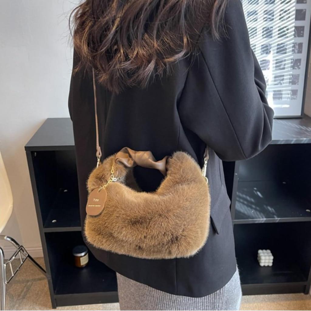 FARFADET Dames Nepbont Schoudertas, Minitas, Handtas, Crossbodytas, Pluizig, Schattig, Eenvoudig, Populair, Schattig, Compact, Stijlvol, Elegant, Chic,