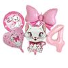 5pcs Marie Cat Bow Balloons Pink Girls Birthday Party Balloons Decoration Cartoon Marie Cat Animal Pet Balloon Baby Shower Decor