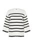 Women's Fashion New Plus Big Size Sweater Ecru Striped Crew Neck Knitwear Sweater