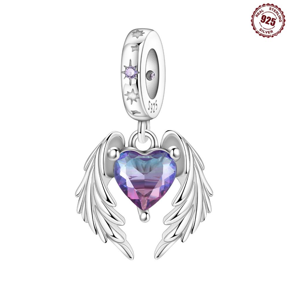 925 Silver Ferris Wheel Beads & Rose & Grapes Dangle Charm Fit Bracelet Boutique Necklace Purple Pendant Gift