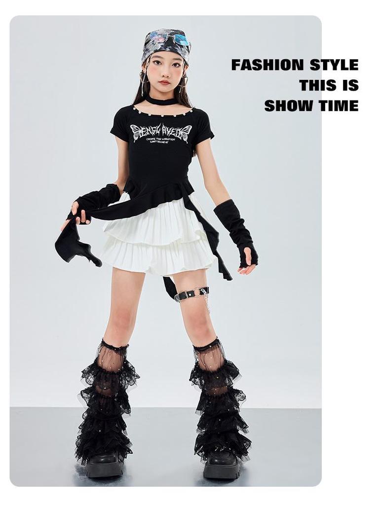 Girls' Trendy Hip Hop Jazz Dance Costume for Children's Performance