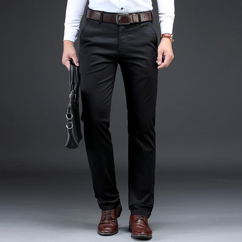Fengxun Men's Autumn/Winter Stretch Straight Business Casual Pants