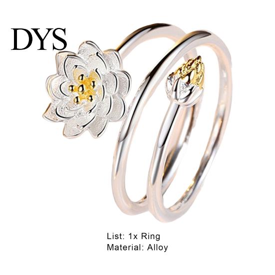 Smooth Women Ring Exquisite Double-layer Lotus Shape Opening Adjustable Lady Circlet Gift Knuckle