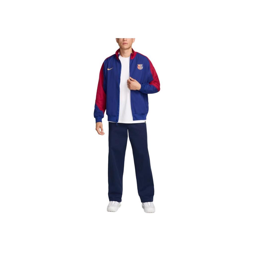 Nike SS24 F.C. Barcelona Series Fashion Logo Home Football Long Sleeve Jacket Men Jacket Red Blue FN9795-455