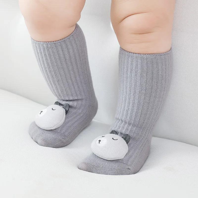 Cute Cartoon Animal Baby Socks Boys Girls Spring Autumn Soft Cotton Bear Cat Elephant Anti Slip Soled Newborn Toddler Socks New