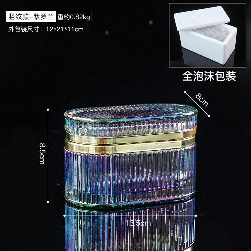 Nordic Minimalist Embossed Glass Jewelry Box Home Decor for Bedroom Dressing Table Desktop Storage Box & Decorative Ornament