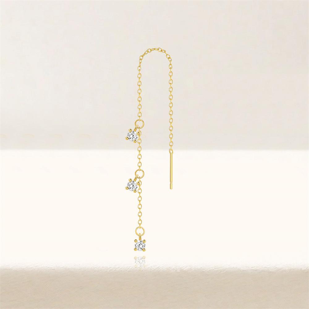 Fashion Jewelry 925 Sterling Silver Tassel Chain Earring Piercing Jewelry for Women 18K Gold Plated 925 Silver Earring