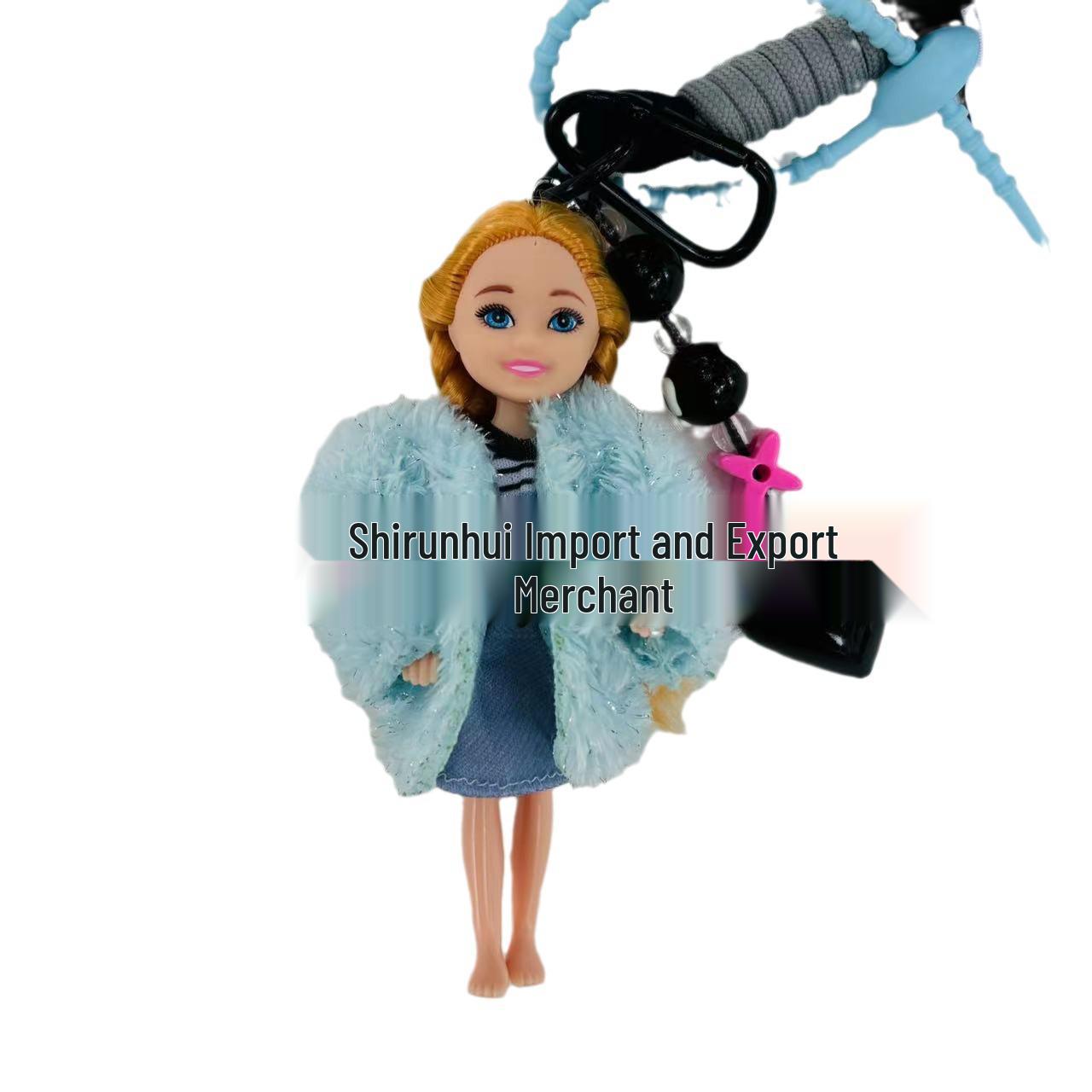 

Barbie Doll Keychain: Cute Plush Ornament for Car or Backpack Black Doll