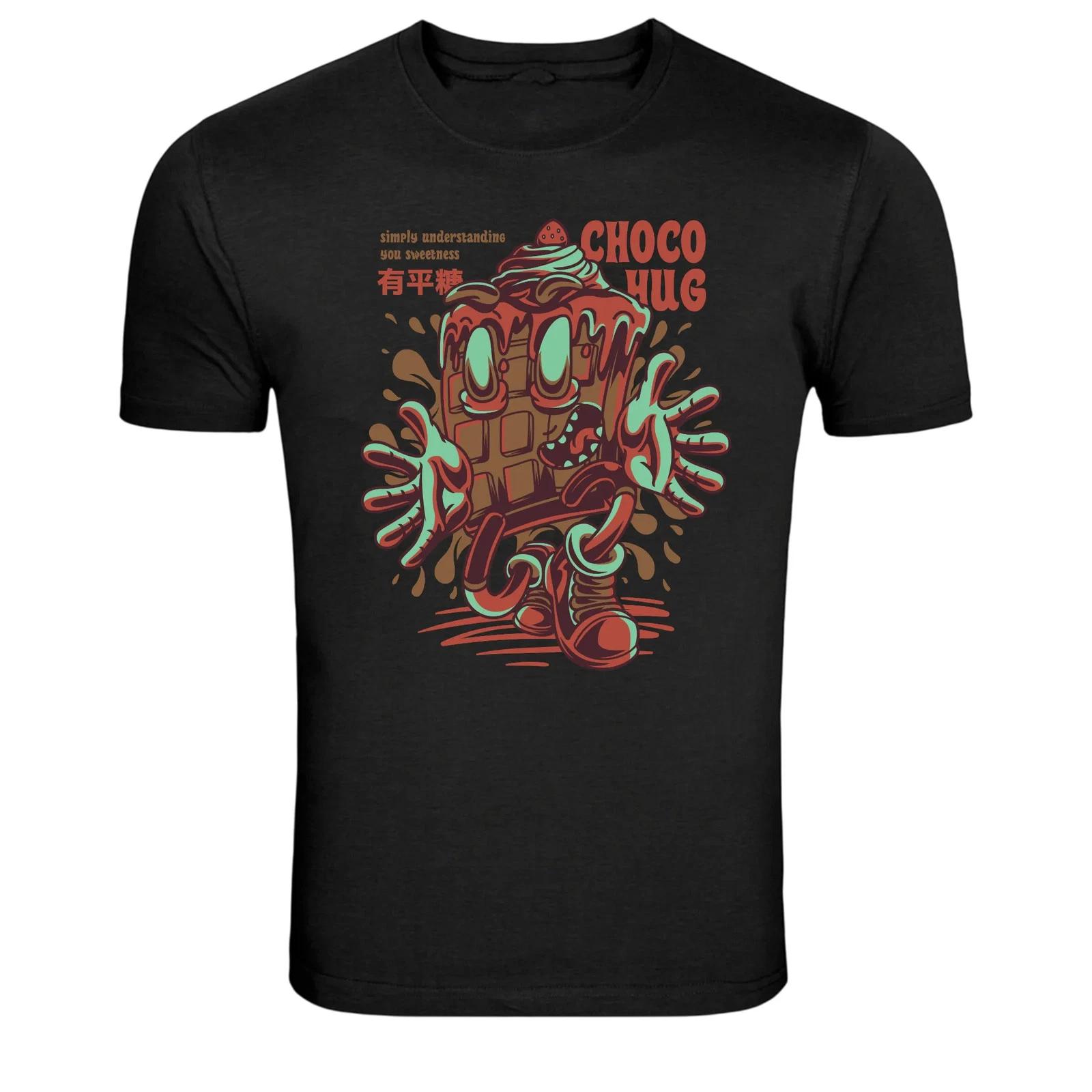 

Funny Chocolate Character Choco Hug Graphic T Shirt Sweet Humor Tee L