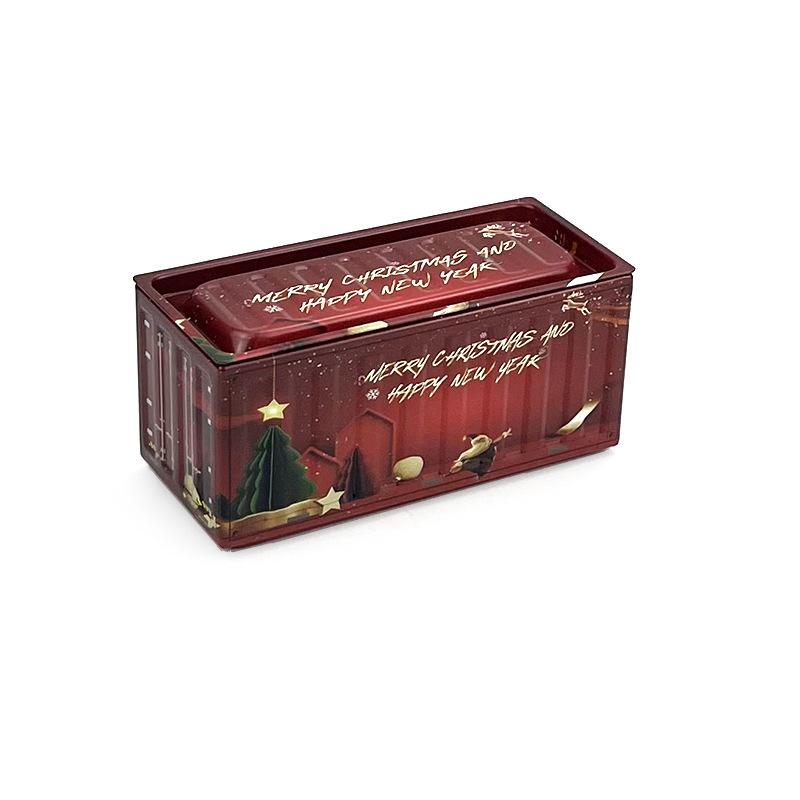 Caixa de Natal de Lata Durável Estilo Vintage à Prova de Ferrugem Caixa de Armazenamento Design de Simulação Tamanho Mini Caixa de Ferro Organização de Escritório