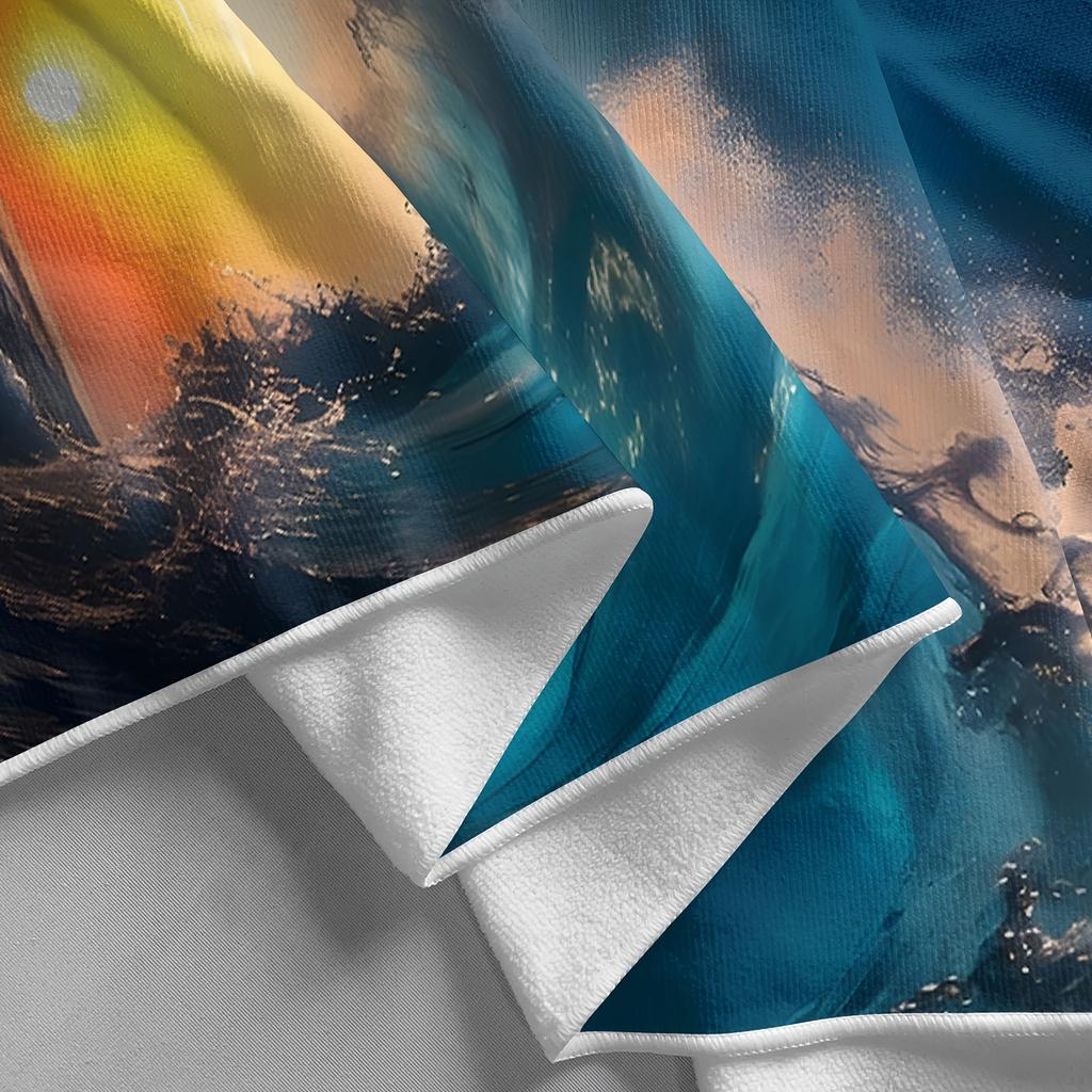 Sunset Wave Bath Towel - Soft, Super Absorbent & Vibrant Ocean Design for Everyday Use & Perfect for Relaxing Bath Moments