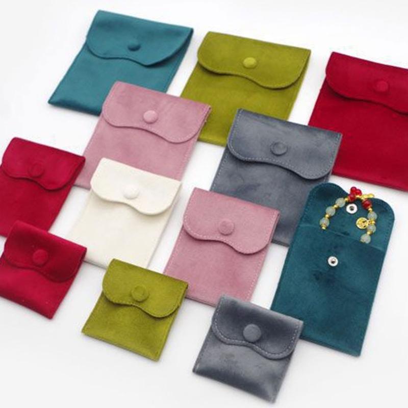 Soft Velvety Jewelry Storage Pouches, 10 Separate Snap-Button Bags for Sorting, Travel Carrying, and Gift Presentation