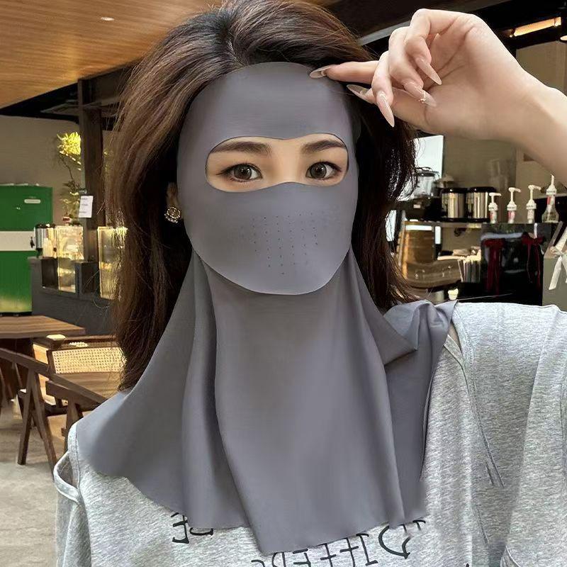 

UPF50+ Ice Silk Sunscreen Mask Full Face Neck Protection Anti-UV Breathable Sun Mask Summer Outdoor Sports Cycling Face Cover темно-серого