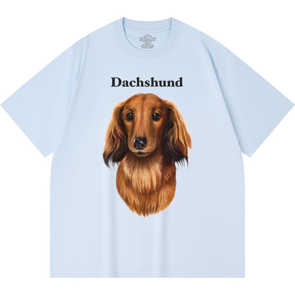 230GSM 100% Cotton T-Shirt Dachshund Print Tees Funny Harajuku Style Combed Cotton Tshirt
